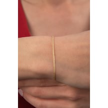 14 Ayar Altın İpek Zincir Bileklik 1.60 Mm Sarı Altın