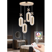 4'lü 3 Renk Işık Modu Gold Kaplama Sarkıt Ledli Avize