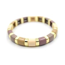 Lastikli Porselen Bilezik - Kahverengi Çok Renkli