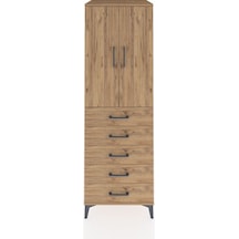 Kronos Dolap Tek Raflı 5 Çekmeceli Tek Askılı 60x59x182 Çam-çam Çam