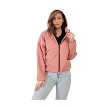 Spor Kadın Kapüşonlu Su Ve Rüzgar Geçirmez Oversize Yağmurluk - Rüzgarlık-132 Pudra