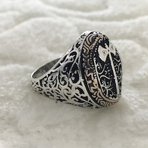 Balta Işlemeli 925 Ayar Gümüş Erkek Yüzük