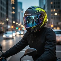Ls2 Stream 2 Fury Kask Gökkuşağı Vizör Kask Mat Siyah Gri Neon Sarı