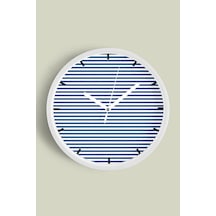 Çizgili Modern Tasarım Duvar Saati - 35cm - Önü Camlı Beyaz Kasa - Sessiz Mekanizma-jh0297 Beyaz