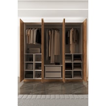 Aeka Ae-2190 Hisar 6 Kapaklı Çok Bölmeli Askılı Ve Raflı Geniş Hacimli Gardırop 210x210 Cm Atlantik Çam - Atlantik Çam
