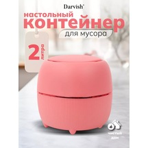 Darvish Tm Masaüstü Çöp Kovası Kapaklı Çöp Kabı 234576007 Tozlu Pembe