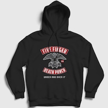 Presmono Unisex Eagle Five Finger Death Punch Kapüşonlu Sweatshirt Siyah