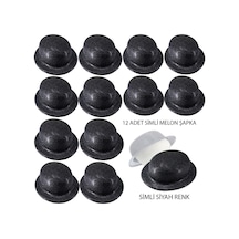 Siyah - 674 - Renk Simli Melon Yuvarlak Parti Şapkası - Dpmıx-hb - 12 Adet