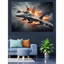 Ahşap Tablo Savaşan Modern Jet Uçağı