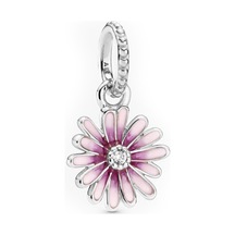 Nur Silver Pembe Detay Papatya Gümüş Charm Nur-bl00346