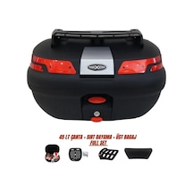 Motosiklet Arka Çanta 45 Litre Sırt Dayama Ve Üst Tabla Full Set Siyah Siyah