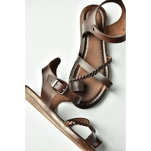 Fox Shoes U390905303 Kahverengi Hakiki Deri Kadın Sandalet Kahverengi-hakiki Deri