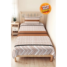 Kahverengi Geometrik Modern Genç Odası Tek Kişilik Pike Takımı-siyah 160x220cm Kapitone Yatak Örtüsü Kumlu Masal Serinliği