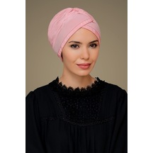 Somon Pratik Hazır Geçmeli Tesettür Bone Fukuro Piliseli Tek Bant Somon