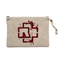 Rammstein Logo 4 Krem Clutch Astarlı Cüzdan / El Çantası Krem