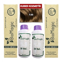 Biomagic 7.03 Karamel Organik İçerikli Amonyaksız Kalıcı Kokusuz Saç Boyası 2 Boya+ 2 Oksidan