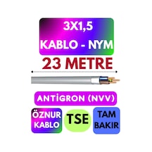 Öznur 3x1,5 Antigron Nym Kablo, 23 Metre, Gri
