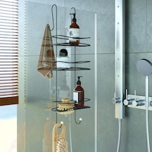 Teknotel 3Kat Asmalı Banyo Duşakabin Duş Rafı Mat Siyah Bk066 Çok Renkli