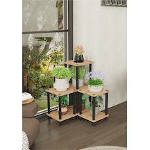 Loki Çok Katlı Basamak Saksılık Çiçeklik Standı Dekoratif Modüler Bitki Rafı-meşe Meşe