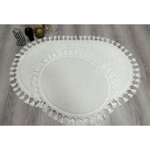 My Evilla Modern Simirna Dekoratif Peluş Oval Ponpon Saçaklı Klozet Takımı 001