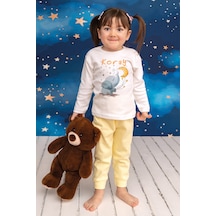 Pia Baby İsimli Erkek Çocuk Pijama Takımı %100 Pamuk Penye İsme Özel Baskılı Kişiselleştirilebilir Pijama Seti 20687s14pi Krem