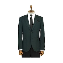 Wessi Kendinden Desenli Slim Fit Sivri Yaka Yeşil Erkek Ceket 001