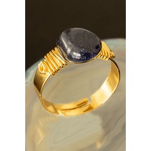 Sertifikalı Kalın Tımbıl Model Lacivert Yıldız Taşı Yüzük - Ayarl Çok Renkli