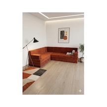 Premium Kadife Kumaş, Konforlu Yer Kanepesi ,modüler Şark Köşesi Takımı - Kiremit - 40 Cm- L Set Turuncu