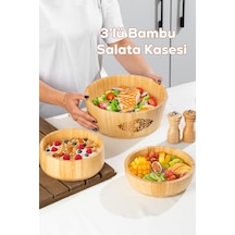 Porsima 3lü Doğal Bambu Salata Kasesi Seti Bambu