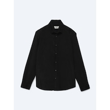 Kip Siyah Fitilli Regular Fit Dokuma Kadife Casual %100 Pamuk Gömlek Siyah
