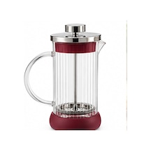 Cam French Press Kahve Ve Çay Demleme Presi, Metal Filtreli Pistonlu Demlik, Şeffaf Kulplu Tasarım 350 Ml, Bordo Diğer