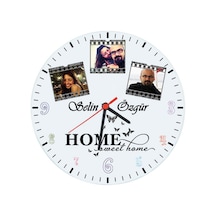 Fotoğraf Baskılı Cam Duvar Saati - Home Sweet Home