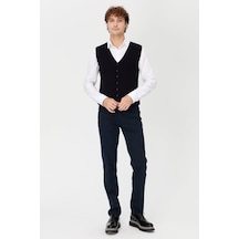 Erkek V Yaka İnce Triko Yelek Lacivert Lacivert