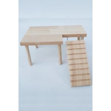 Iki Katlı Peyzaj Platformu Masif Ahşap Merdiven Hamster Oyun Alanı
