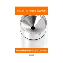 Kapaklı Paslanmaz Çelik Şık Küllük Dayanıklı Ve Kullanışlı