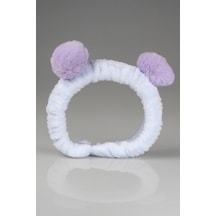 Toyaş Açık Mavi Lila Ponponlu Peluş Bandana Makyaj Spa Saç Bandı