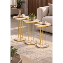 Tablalar Beyaz Mermer / Ayaklar Gold