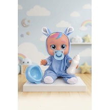 Konuşan Ve Gözyaşı Döken Kolları Ve Kafası Et Bebek Peluş Tulumlu 28 Cm Ağlayan Oyuncak Bebek Mavi