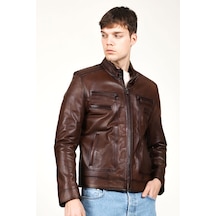 Dericlub E1084 Hakiki Deri Erkek Mont Camel Antik Camel