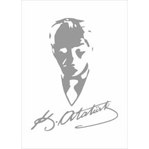 Sticker Usta Mustafa Kemal - Atatürk Imza Sticker Araba 00565 Gri 12x9 Cm