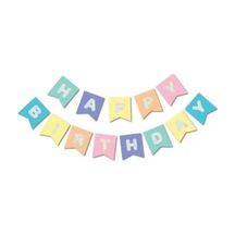 Delux Makaron Gümüş Happy Birthday Banner - 8 Adet Tarı