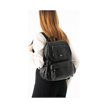 571 Collections Yıkanmış Deri Sırt Çantası Siyah Model: 571-14-11m
