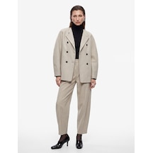 Koton Asimetrik Kesim Uzun Kollu Düğmeli Kruvaze Blazer Ceket Bej 7wak50118uw Ekru