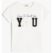 Koton Kadın T-shirt Ekru 4skg10247ak 24yy59000545 Y5915 Ekru