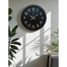 Siyah Standart 40 Cm Metal Dekoratif Duvar Saati Çok Renkli