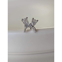 Fiyonk Kulak Model Kıkırdak Piercing Tragus Helix Silver Gümüş Renk Küpe Silver