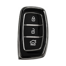 Autohan Keys Lüx Anahtar Kılıfı, Siyah-gümüş Renk, Nano Koruma Teknolojili, Tucson Elentra Bayon İçin Uyumlu, An