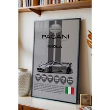 Pagani Imola Premium Araba Tablosu - V12 Teknik Özellikli İtalyan Otomobil Duvar Dekoru Siyah