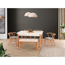 Uyar Beyaz 1 Adet Bohem Bench 4 Adet Londra Sandalye 160+30 Pars