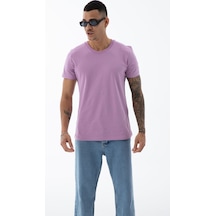 Erkek Pamuklu Kumaş Regular Fit Kesim Bisiklet Yaka T-shirt